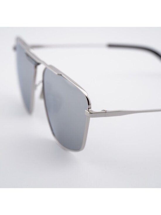 Balenciaga BB0246SA 002 Sunglasses Silver Aviator Frame, Silver Mirror Double main image 4